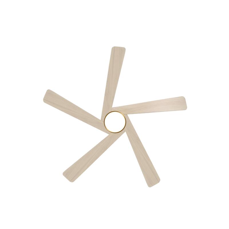 MLiAN 5 Solid Wood Blades DC Motor Indoor Downrod Flush Mount Ceiling Fan Remote Integrated LED