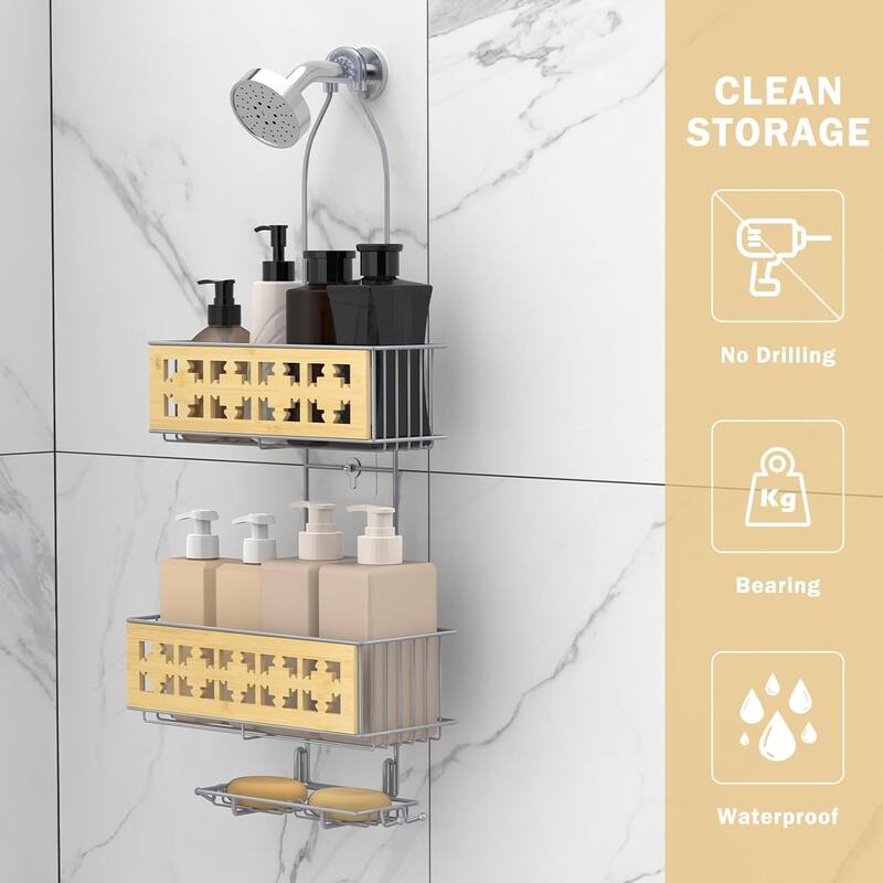 Bamboo Shower Caddy - Silver