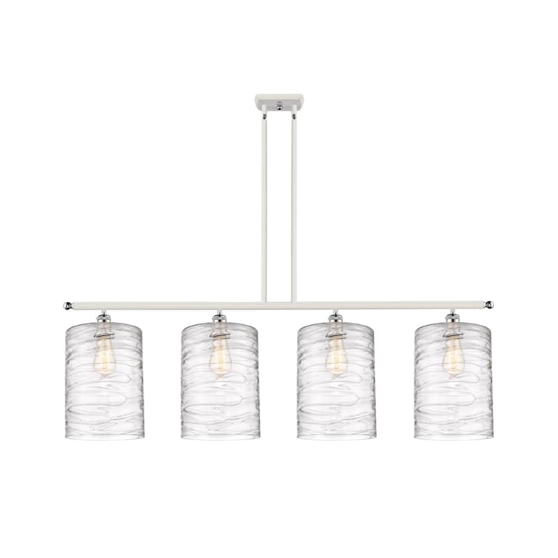Innovations Lighting Cobbleskill - 4 Light 48" Island Light - Deco Swirl/White and Polished Chrome