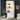 Bookcase with Doors and LED Light, White Bookshelf with Frosted Doors and 2 Drawers