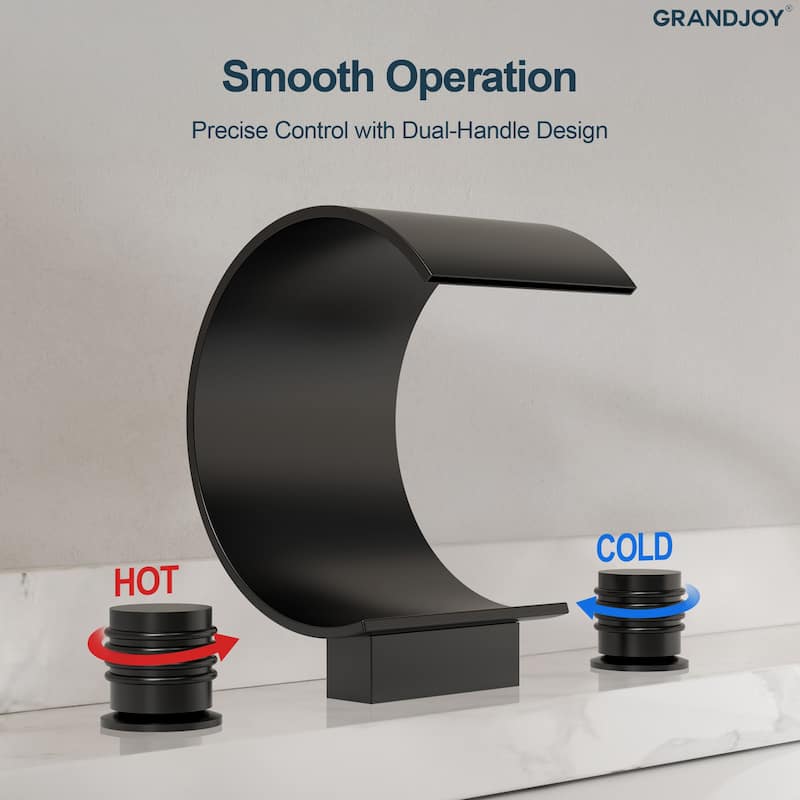 GRANDJOY High Arc Waterfall Widespread Bathroom Sink Faucet