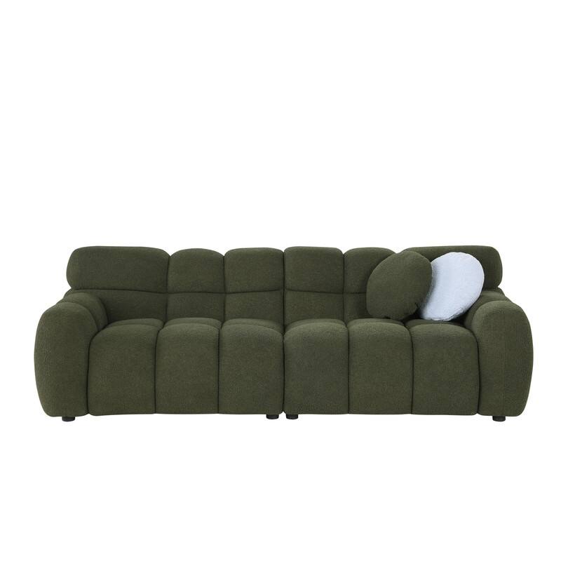 Two Sizes Of Teddy Velvet Upholstered Sofa