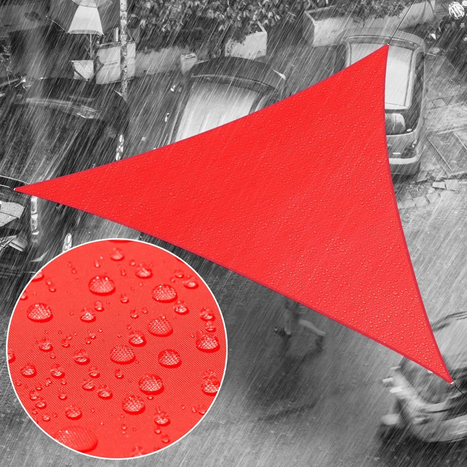 8' x 11' x 13.6' Red Triangle Waterproof Sun Shade Sail, UPF50+ UV Block, Outdoor Patio Canopy