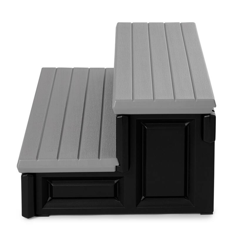 Confer Plastics Leisure Accents Deluxe Spa Steps, 36" Wide Hot Tub Stairs, Gray - 36 x 24 x 14 inches