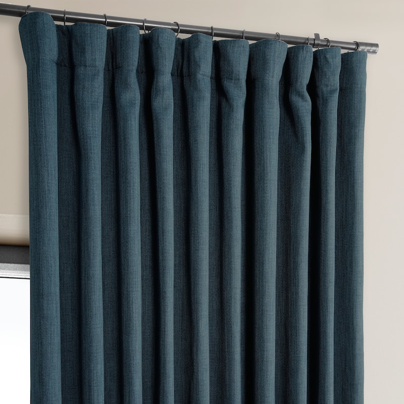 Exclusive Fabrics Faux Linen Extra Wide Room Darkening Curtains Panel - Versatile Privacy Drapery for Wide Windows (1 Panel)