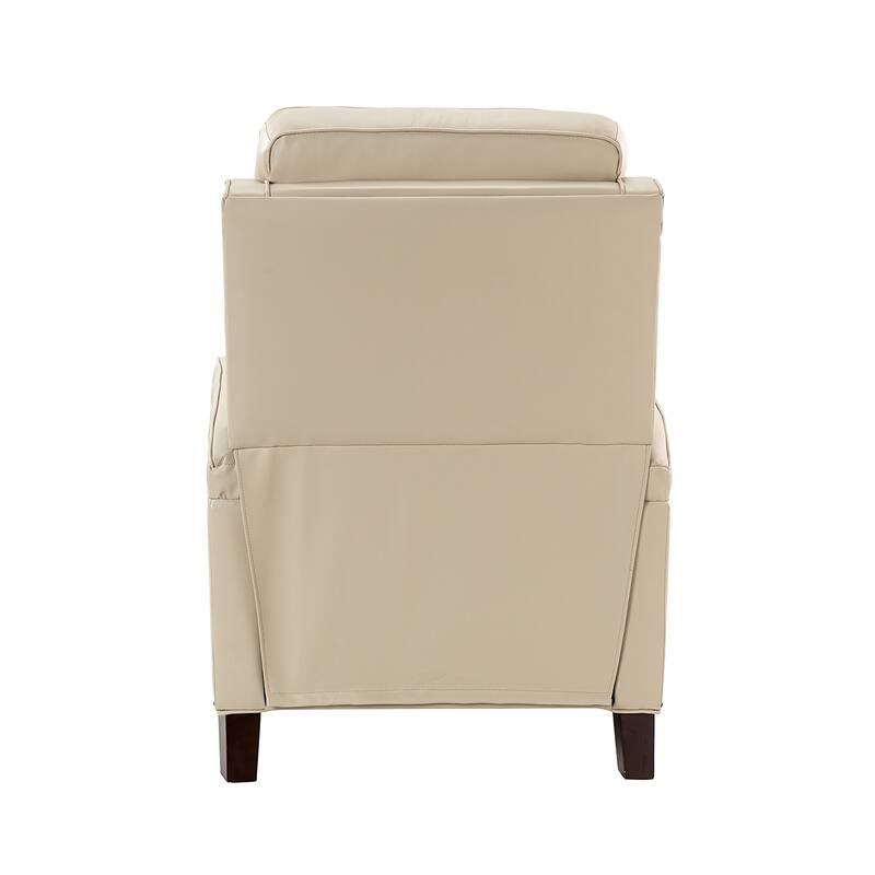 Gaspar Mid-Century Modern Genuine Leather Pushback Recliner with Wood legs Set of 2 by HULALA HOME
