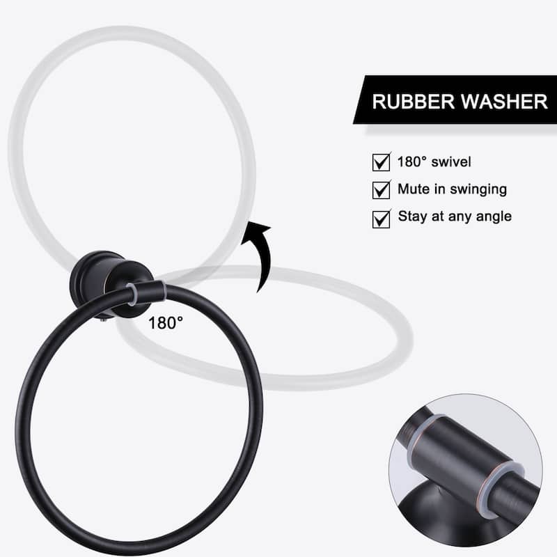 WOWOW Bathroom Towel Ring Bathroom Accessories Black Hand Towel Ring Hand Towel Holder for Bathroom, Stainless Steel