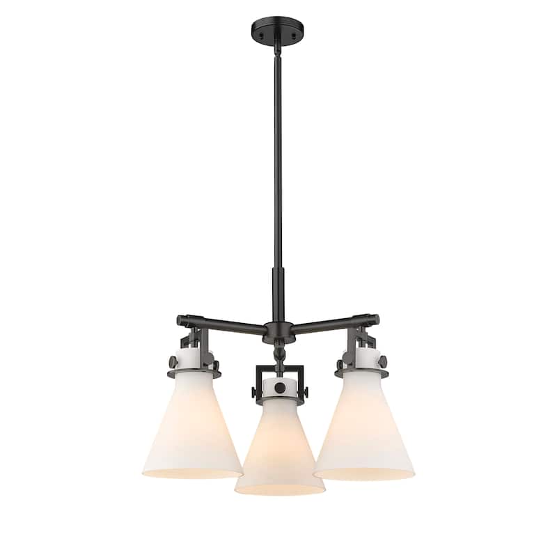 Innovations Lighting Newton Cone - 3 Light 7" Stem Hung Pendant - Matte White/Matte Black