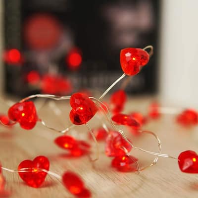 Valentines Day Decor String Lights Red Love Heart Lights 10FT 40LEDs - Standard