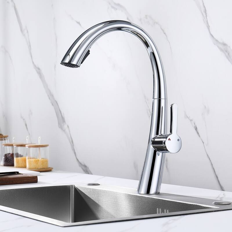 Stainless steel pull-out kitchen faucet