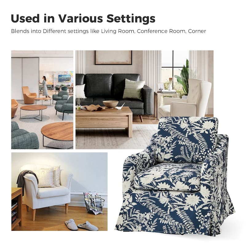 Alois Floral Slipcover Swivel Accent Chair with Removable Cushion by HULALA HOME