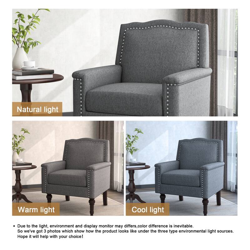 Modern Armchair Accent Chair Cotton Linen Living Room Chair