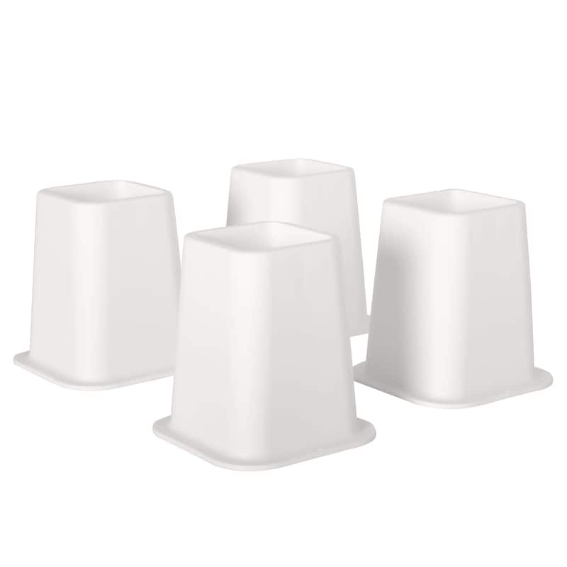 Heavy Duty Premium Quality 6 Inch Bed Risers - Furniture Riser for Desk, Sofa, Couch & Table, White, Set of 4