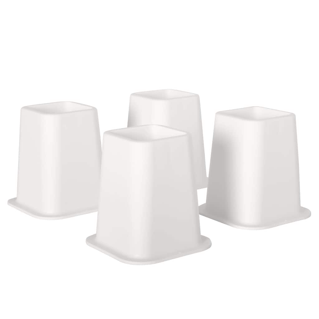 Heavy Duty Premium Quality 6 Inch Bed Risers - Furniture Riser for Desk, Sofa, Couch & Table, White, Set of 4