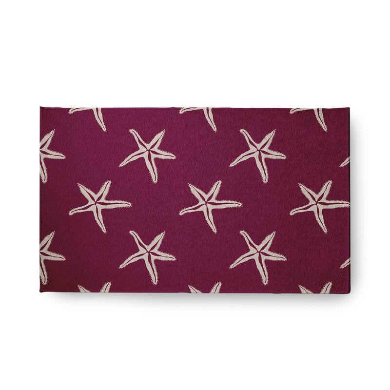 Starfish Beach Style Chenille Area Rug - Maroon Red - 18" x 30"