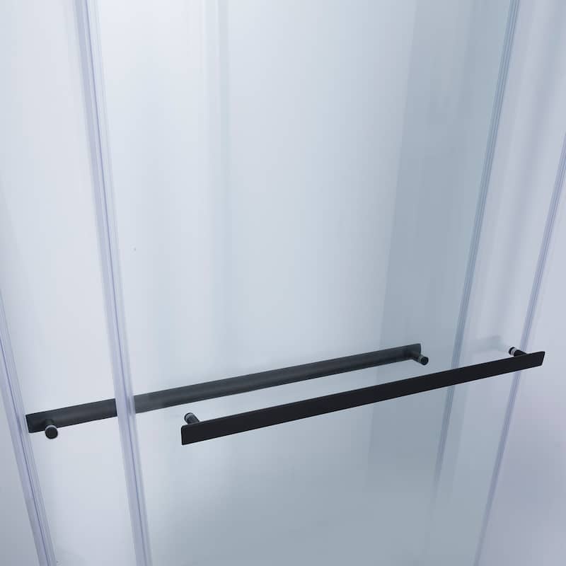 Spezia 60" W x 76" H Sliding Frameless Shower Enclosure in Matt Black - 60" W x 76" H