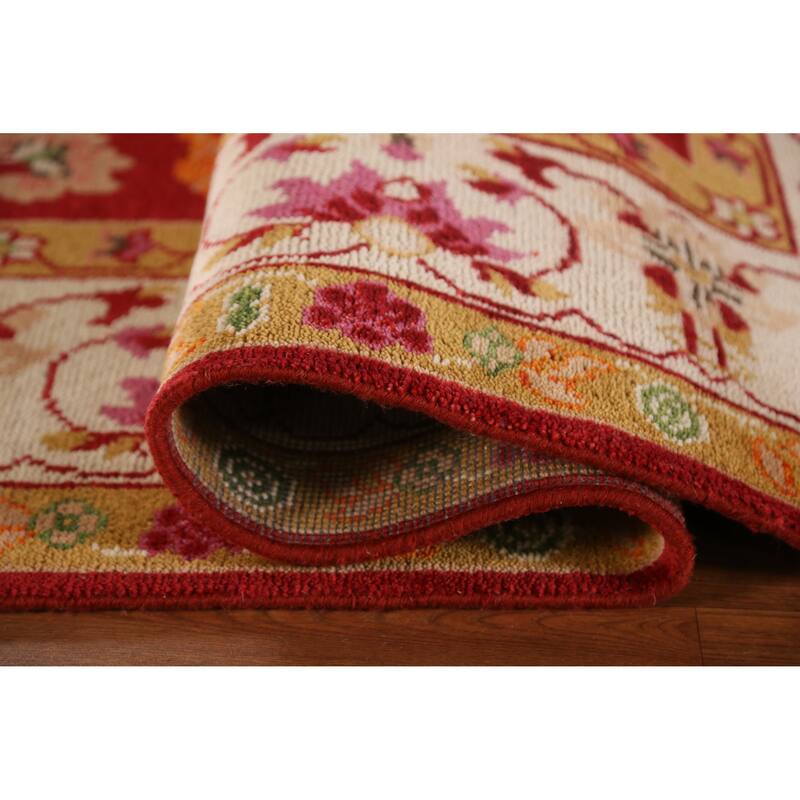 Red Floral Heriz Serapi Indian Area Rug Handmade Wool Carpet - 7'10" x 9'9"