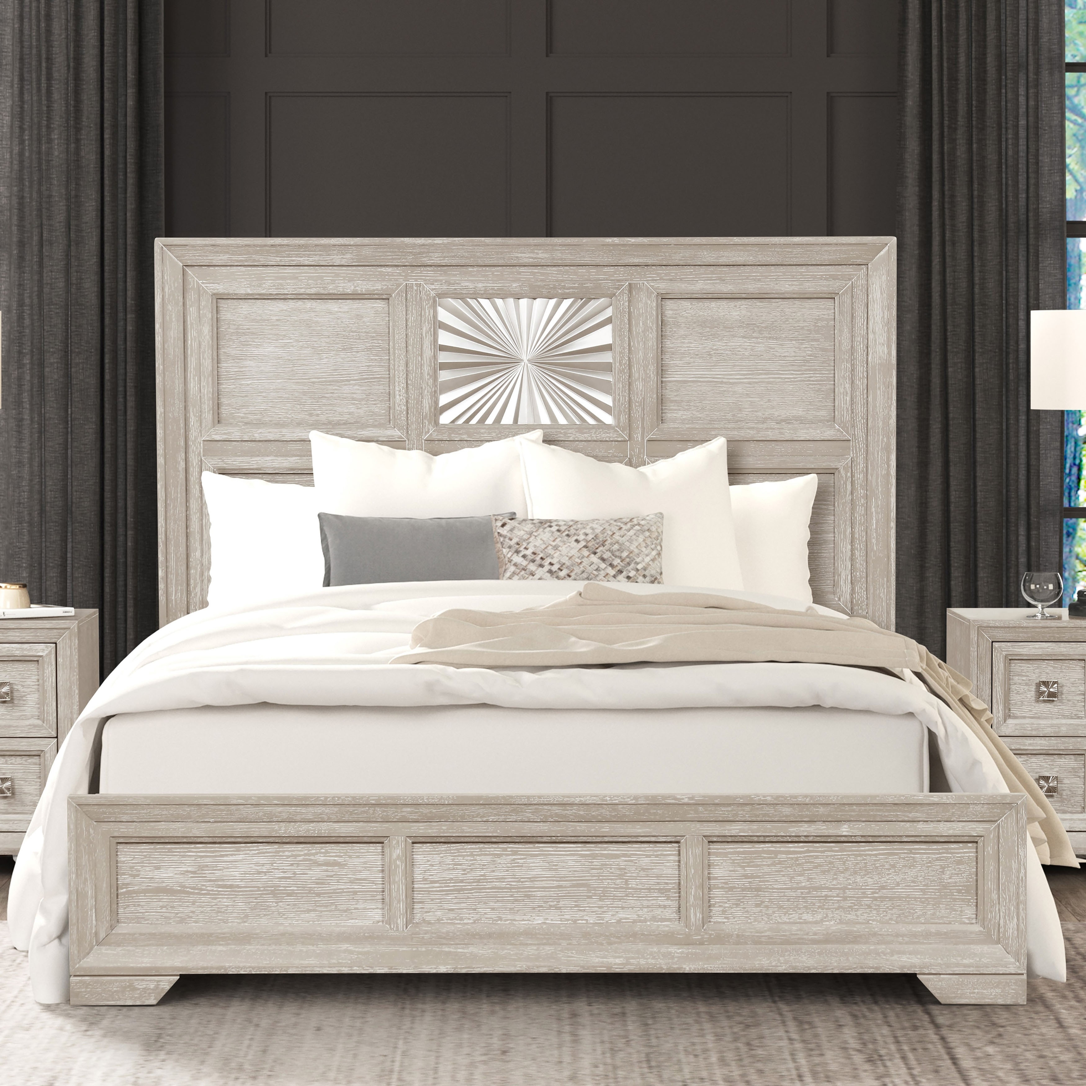 Furniture of America Jupiter Light Grey Wood Panel Bed