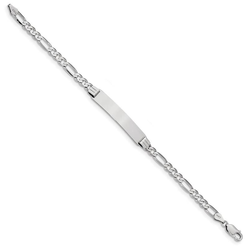 Curata 7mm 14k White Gold Engravable Figaro Link ID Bracelet