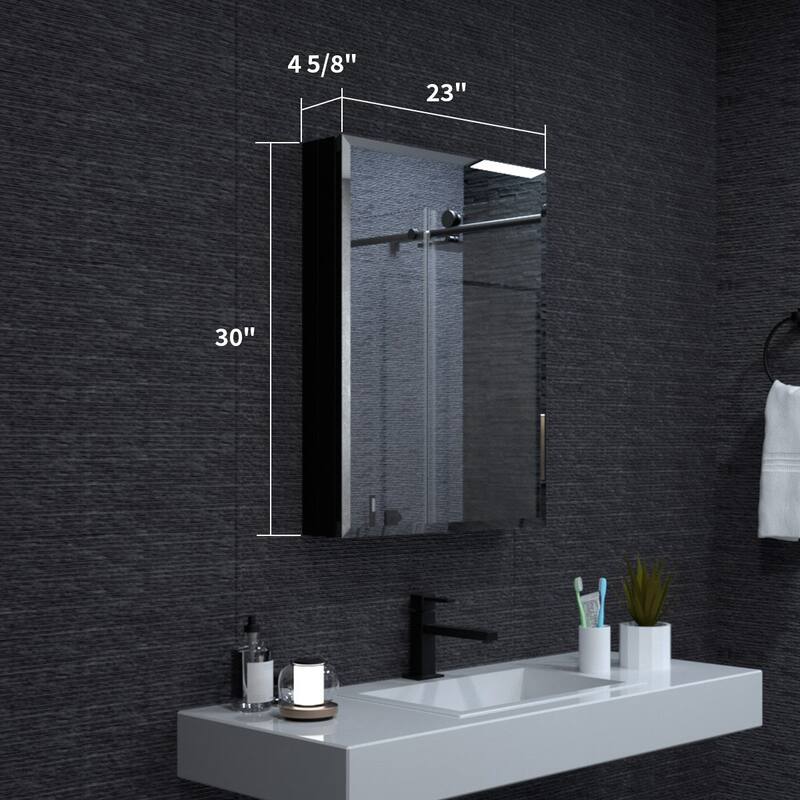 23" x 30" Rectangular Aluminum Surface Mount Medicine Cabinet with Mirror and Shelves - 23" x 30"