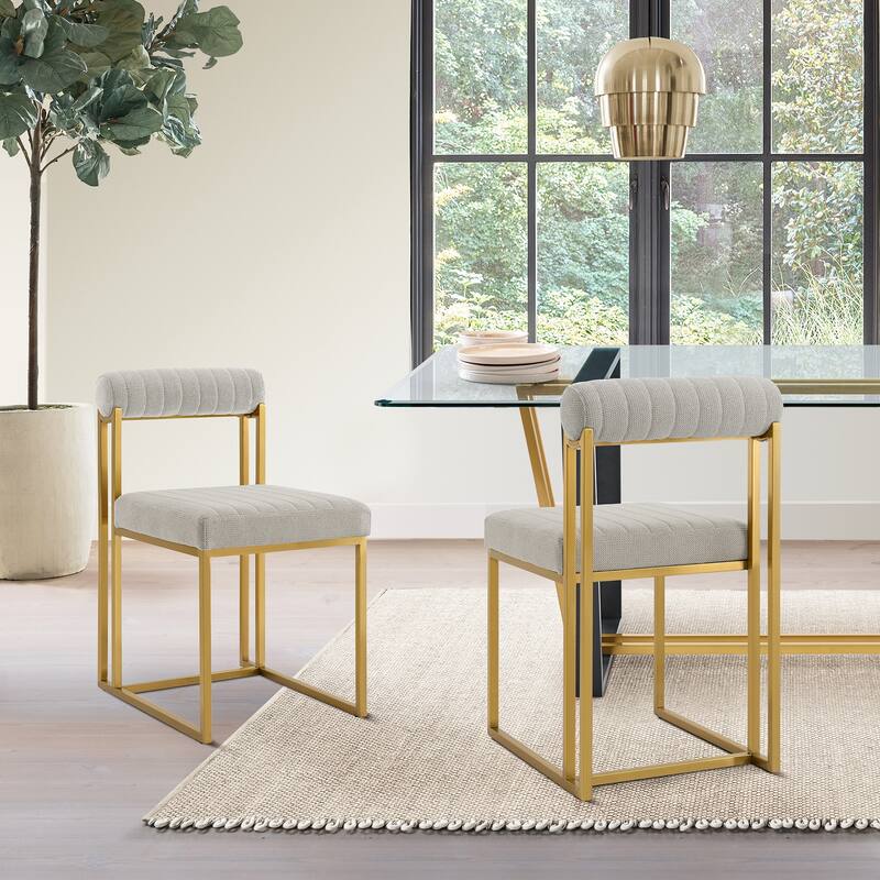 Anastasia Modern Upholstered Metal Dining Chairs - Set of 2 - Taupe