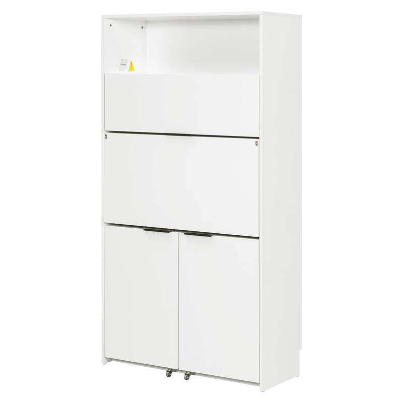 Compact Kitchen Pantry Storage Cabinet, 69" H Buffet Sideboard Server Table with Drop-Down Workstation & Power Outlet
