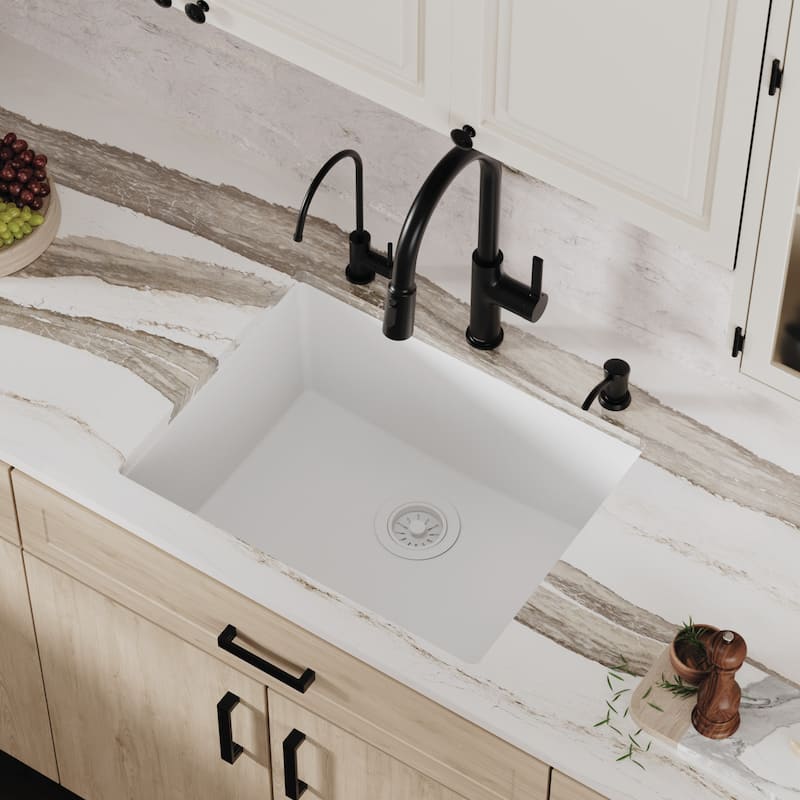 Karran Undermount 24.38 in Single Bowl Quartz Kitchen Sink