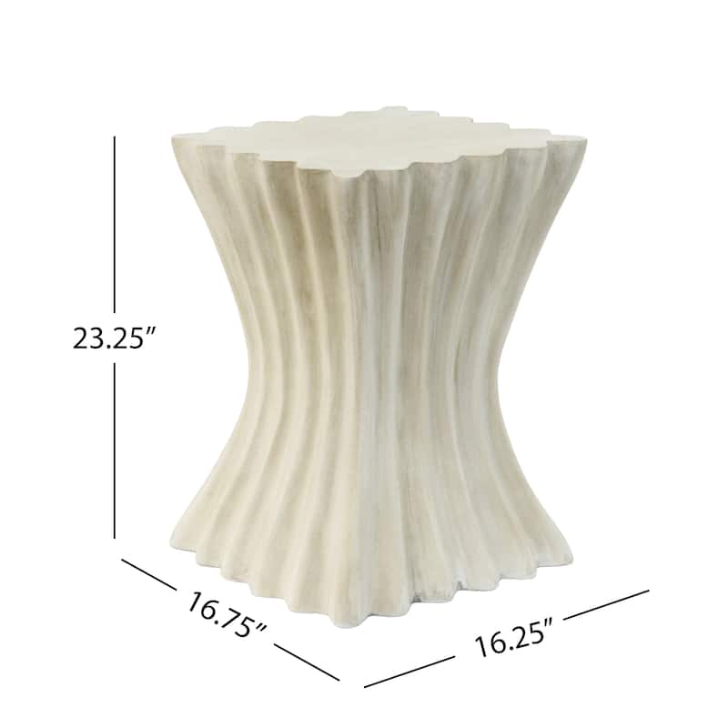 Archaistic Undulating Wavy Side Table Fluted Hourglass Accent Table Indoor Outdoor Small End Table Lightweight Plant Stand