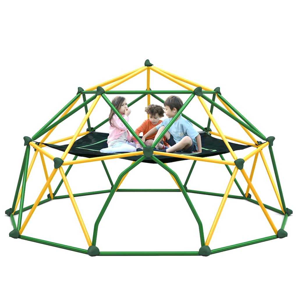 13ft Geometric Dome Climber Play Center, Kids Climbing Dome Tower with Hammock