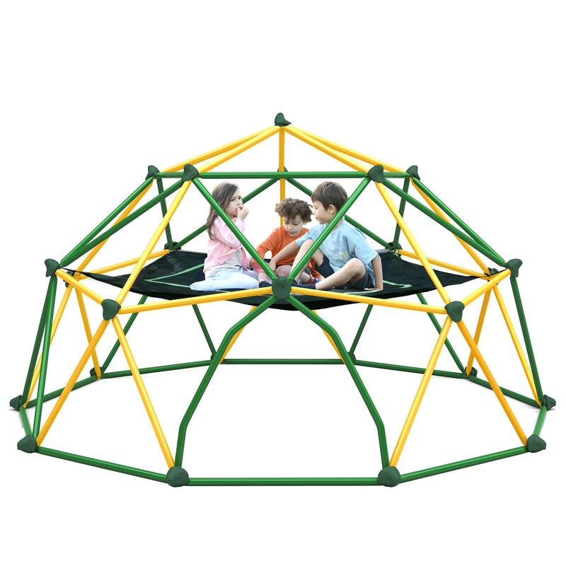 13ft Geometric Dome Climber Play Center with Rust & Uv Resistant, Supporting 1000lbs, Kids Jungle Gym Playground Indoor/Outdoor - Yellow