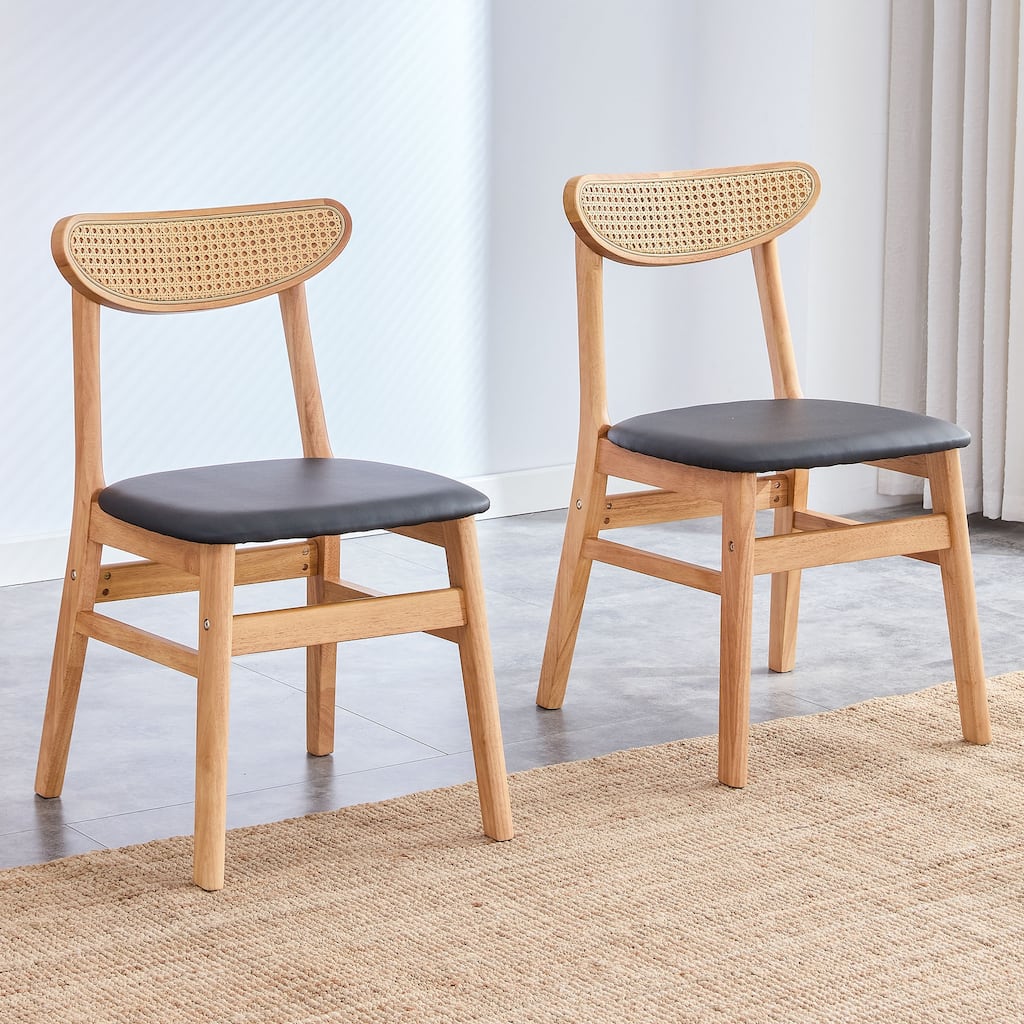 Set of 2 Upholstered PU-Leather Dining Chairs
