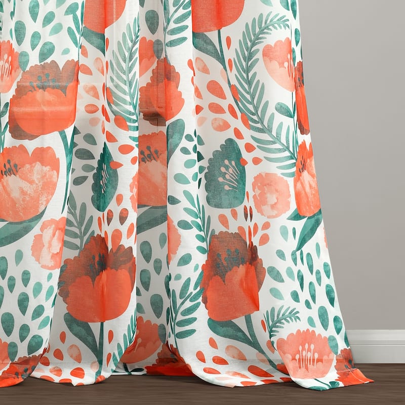 Lush Decor Poppy Garden Sheer Window Curtain Panel - 84" x 52"
