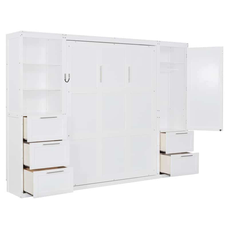 Queen Murphy Bed with Closet, Drawers, Shelves for Efficient Home Organization