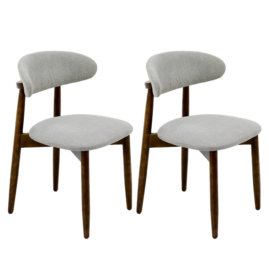 Wooden Dining Chairs Set of 2, Modern Fabric Upholstered Dining Room Chair with Curved Back, with Adjustable Foot Pads