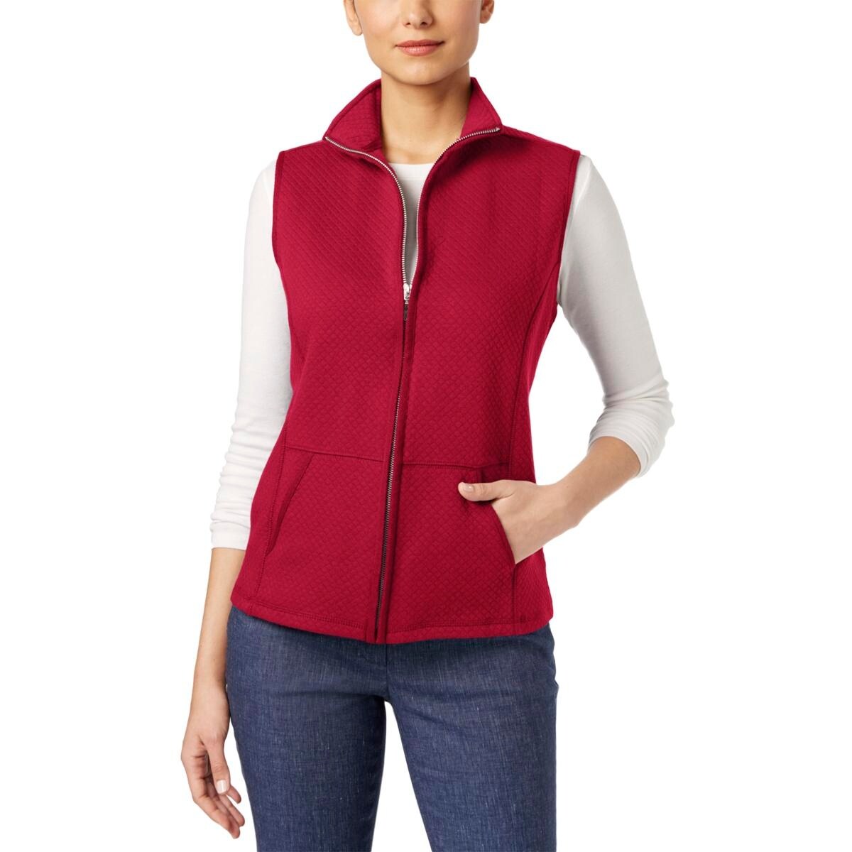 Shop Karen Scott Womens Casual Vest Quilted Zip Front Overstock
