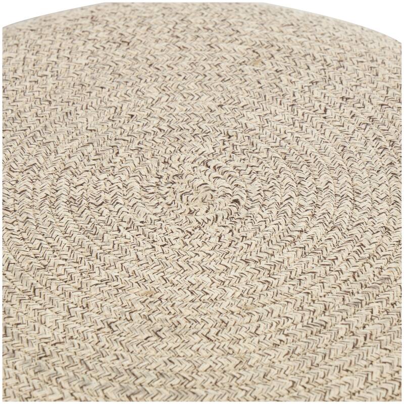 Polyester Chevron Textured Living Room Stool with Black Wooden Legs - Beige or Light Grey - Roche River Decor
