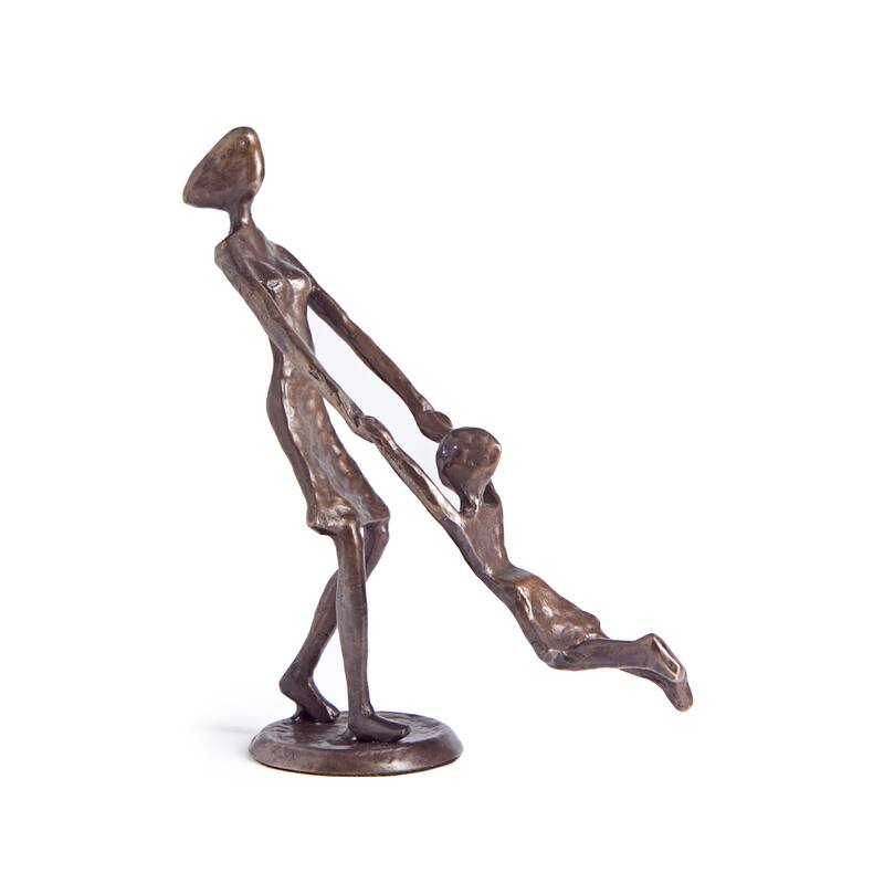 Mother Playing and Swinging Child Bronze Sculpture