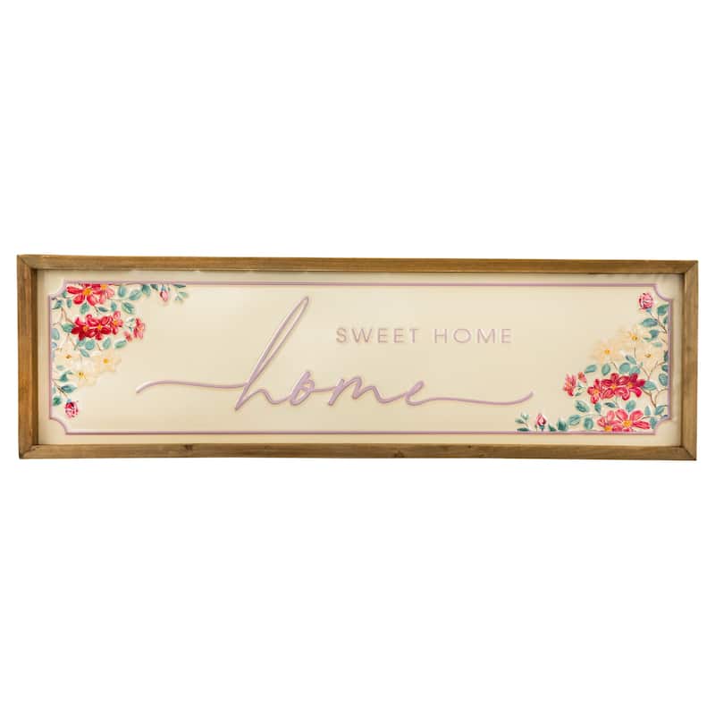 Floral "Home Sweet Home" Framed Hanging Wall Sign - 23.75"