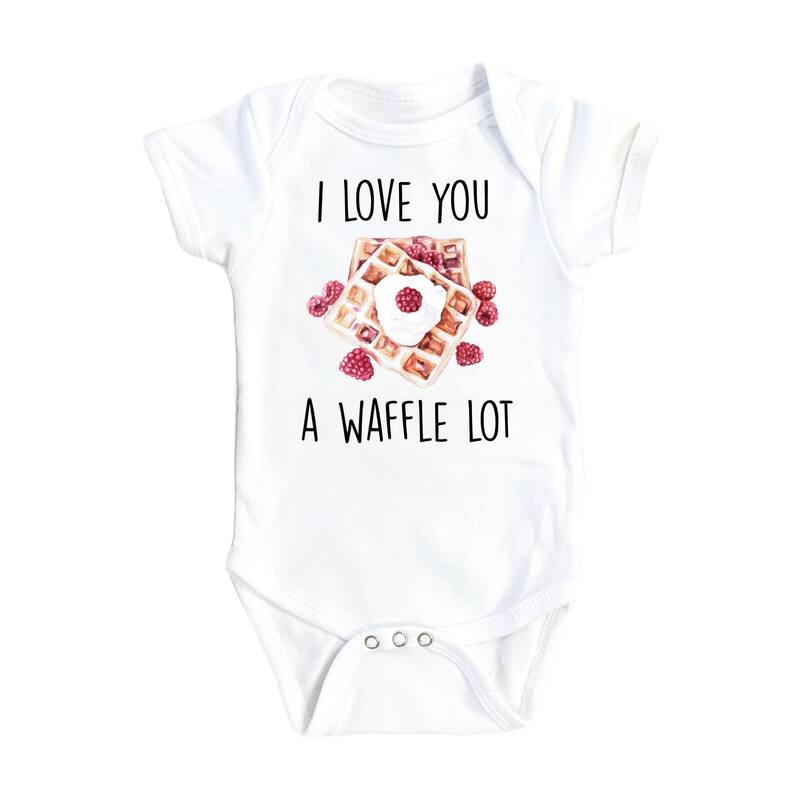Waffle Love Red - Baby Boy Girl Clothes Infant Bodysuit Funny Cute Newborn - White - 6-9M