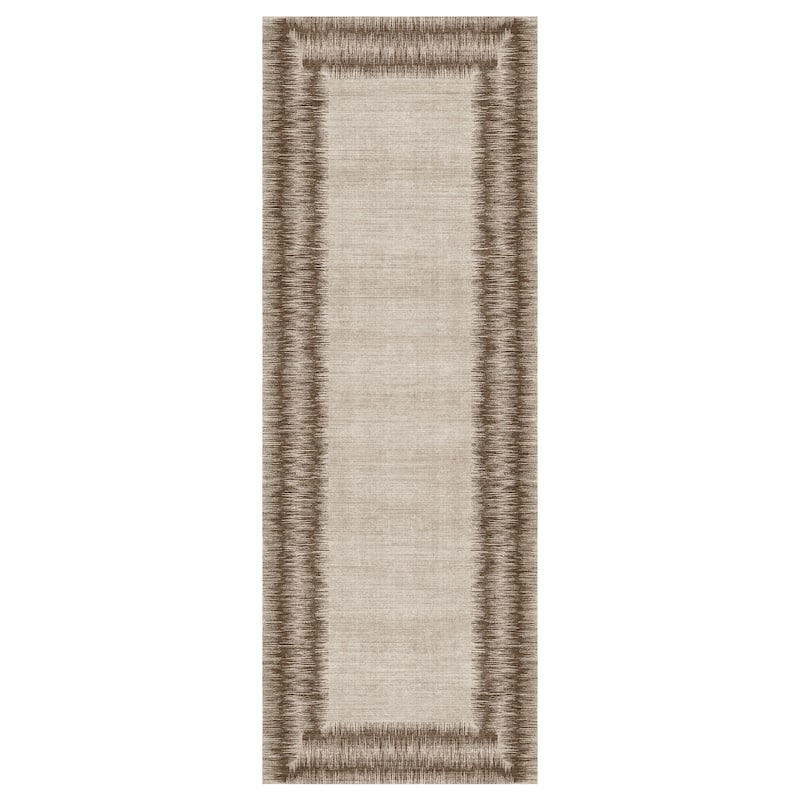 Gertmenian Crystal Print Soft Flat Pile Polyester Slip Resistant Washable Indoor Printed Area Rug Collection - 2' 2" x 6' - Davina Tan - Runner