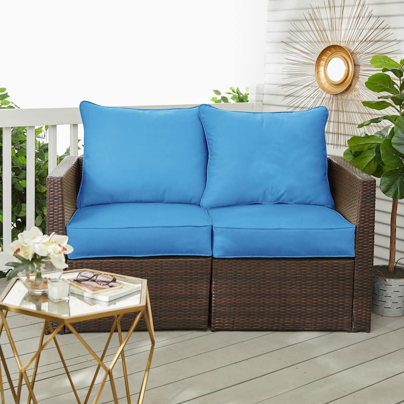 Sorra Home Sunbrella Outdoor Loveseat Pillow and Cushion Set