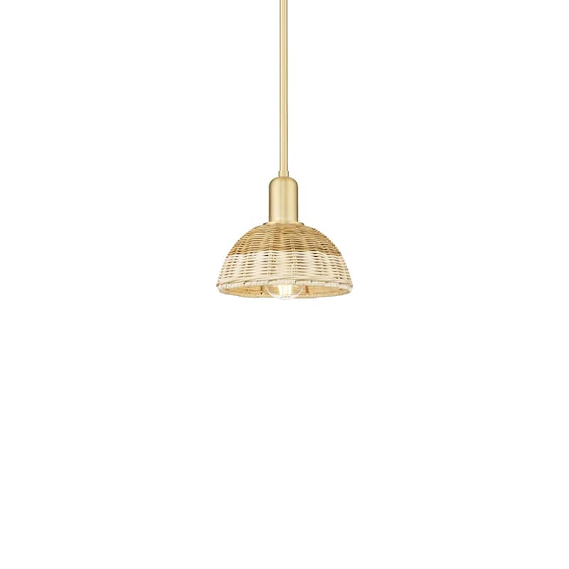 Innovations Lighting 716-1S-11-8 Natural Ballston Dome Pendant Natural - Satin Gold / Natural