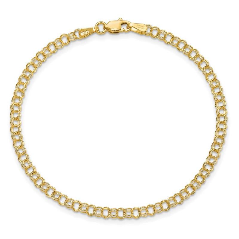 Curata 14k Yellow Gold 3.5mm Hollow Double Link Charm Bracelet Options: 7" 8"