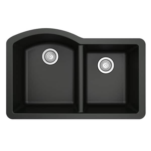 slide 35 of 58, Karran Undermount Quartz Double Bowl Kitchen Sink Black