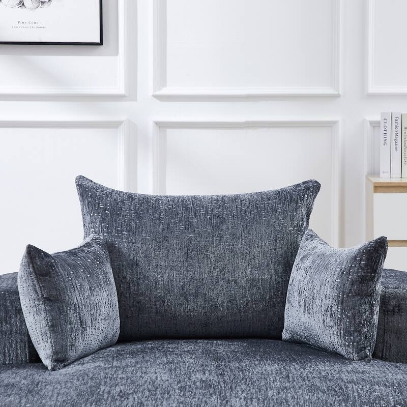 55in Wide Chenille Sponge Single Sofa Fluffy Modern Sleeper Chair
