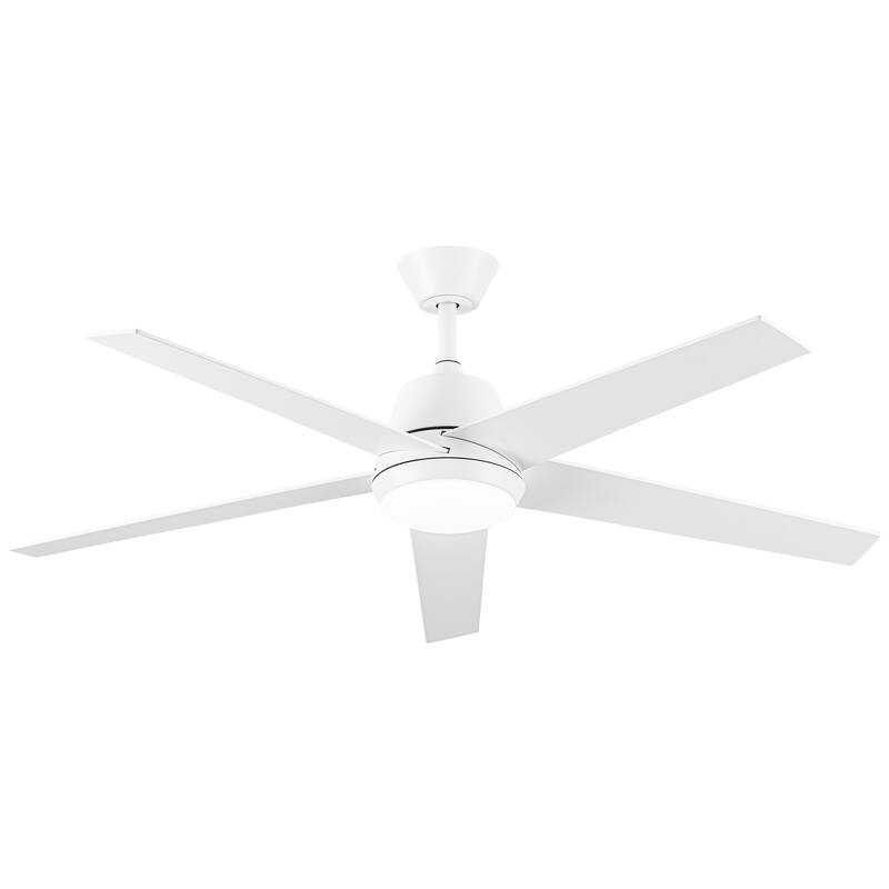 52-inch Modern Plywood 5-blade White Ceiling Fan with Light and Remote