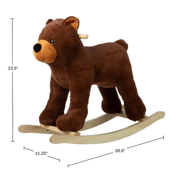 Long Bear Rocker Happy Trails Rocking Horse - Plush Bear Animal Rocker for Ages 3 and Up ...