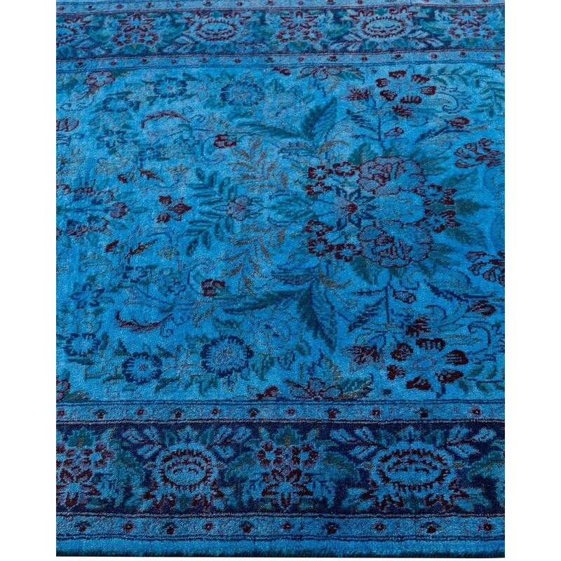 Fine Vibrance One-of-a-Kind Hand-Knotted Runner Rug - Blue, 2' 8" x 14' 7" - 2' 8" x 14' 7"