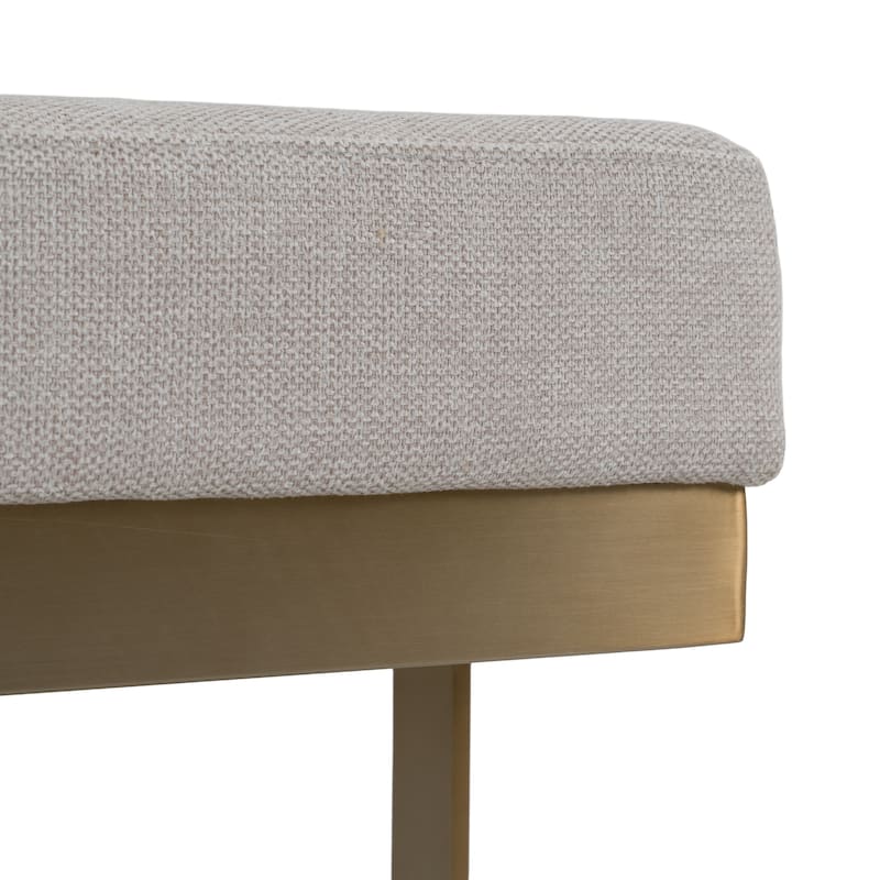 Modrest Tatum Modern Off-White Fabric & Brass Dining Bench