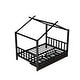 preview thumbnail 25 of 28, Full Size Metal House Platform Kids Bed Frame with Headboard, Footboard, 2-Storage Drawers & Roof Design for Bedroom, White